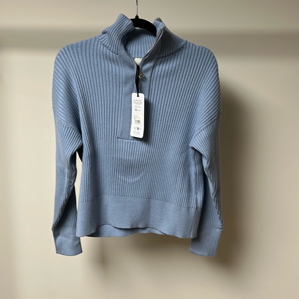 Varley janie half zip knit Ashley blue